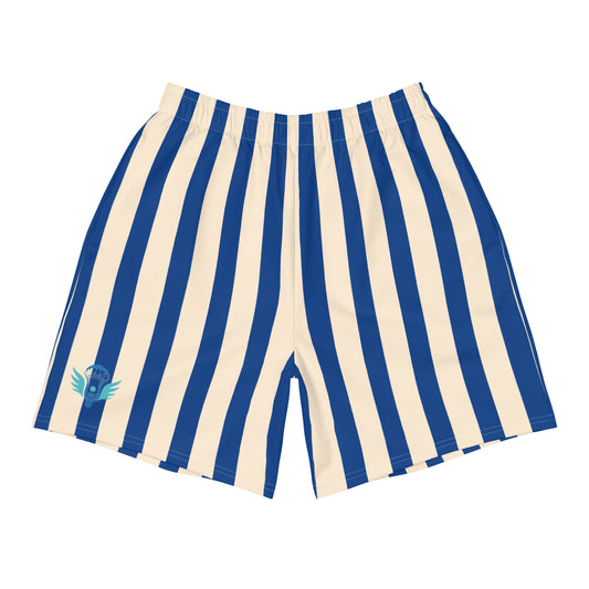 Men's White/Cream Pinstriped Athletic Shorts