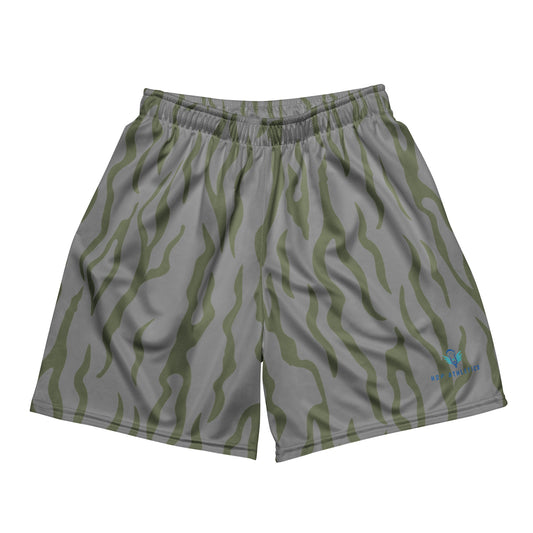 Unisex H2P Green and Gray Animal Print Mesh Shorts